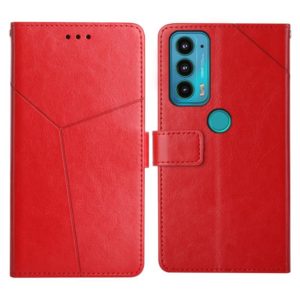 For Motorola Edge 20 Y Stitching Horizontal Flip Leather Phone Case with Holder & Card Slots & Wallet & Photo Frame(Red) (OEM)