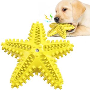 Starfish Voice Pet Dog Toy Molar Stick Leaking Food Dog Toothbrush(Yellow) (OEM)