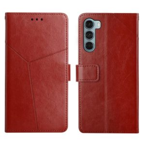 For Motorola Moto G200 5G Y Stitching Horizontal Flip Leather Phone Case(Brown) (OEM)