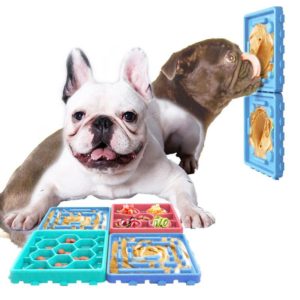 4pcs /Set Red and Blue With Blue Dog Choking Prevention Slow Food Bowl Licking Combo Plate (OEM)