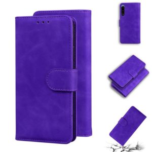 For Sony Xperia 5 III Skin Feel Pure Color Flip Leather Phone Case(Purple) (OEM)