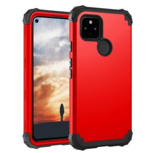 For Google Pixel 5a 3 in 1 Shockproof PC + Silicone Protective Case(Red + Black) (OEM)