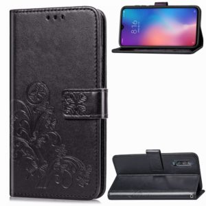 Lucky Clover Pressed Flowers Pattern Leather Case for Xiaomi Mi 9, with Holder & Card Slots & Wallet & Hand Strap(Black) (OEM)