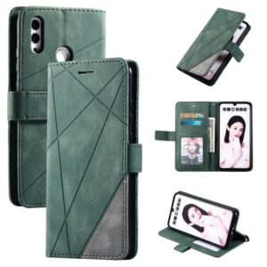 For Huawei Honor 10 Lite Skin Feel Splicing Horizontal Flip Leather Case with Holder & Card Slots & Wallet & Photo Frame(Green) (OEM)