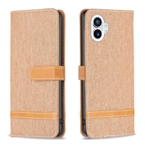 For Nothing Phone 1 Color Matching Denim Texture Leather Phone Case(Brown) (OEM)