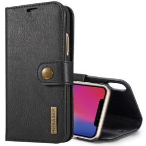 For iPhone X / XS DG.MING Crazy Horse Texture Horizontal Flip Detachable Magnetic Protective Case with Holder & Card Slots & Wallet(Black) (DG.MING) (OEM)