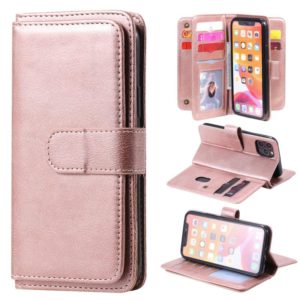 For iPhone 11 Pro Multifunctional Magnetic Copper Buckle Horizontal Flip Solid Color Leather Case with 10 Card Slots & Wallet & Holder & Photo Frame(Rose Gold) (OEM)
