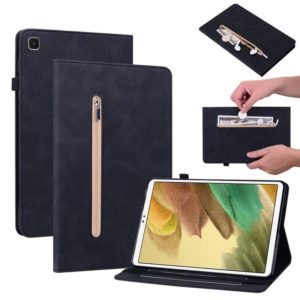 For Samsung Galaxy Tab A7 Lite T220 Skin Feel Solid Color Zipper Leather Tablet Case(Black) (OEM)