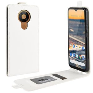 For Nokia 5.3 R64 Texture Single Vertical Flip Leather Protective Case with Card Slots & Photo Frame(White) (OEM)