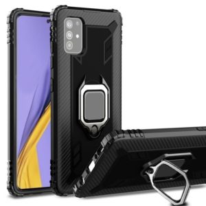 For Samsung Galaxy A51 (5G) Carbon Fiber Protective Case with 360 Degree Rotating Ring Holder(Black) (OEM)