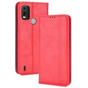 For Nokia C21 Plus Magnetic Buckle Retro Crazy Horse Leather Phone Case(Red) (OEM)