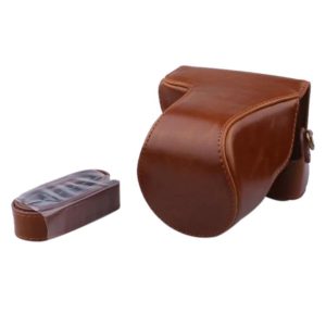 Full Body Camera PU Leather Case Bag with Strap for Canon EOS M200 (15-55mm Lens) (Brown) (OEM)