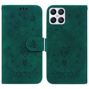 For Honor X8 Butterfly Rose Embossed Leather Phone Case(Green) (OEM)