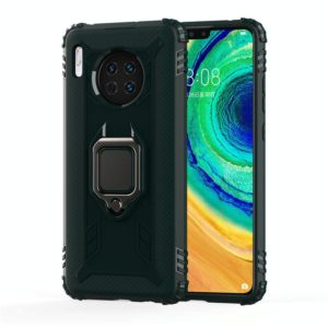 For Huawei Mate 30 Carbon Fiber Protective Case with 360 Degree Rotating Ring Holder(Green) (OEM)