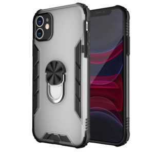 For iPhone 11 Magnetic Frosted PC + Matte TPU Shockproof Case with Ring Holder (Milky White) (OEM)