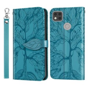 For Xiaomi Redmi 9C Life of Tree Embossing Pattern Horizontal Flip Leather Case with Holder & Card Slot & Wallet & Photo Frame & Lanyard(Blue) (OEM)