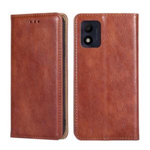 For Alcatel 1B 2022 Pure Color Magnetic Leather Phone Case(Brown) (OEM)