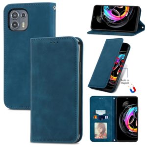For Motorola Edge 20 Lite Retro Skin Feel Business Magnetic Horizontal Flip Leather Case With Holder & Card Slots & Wallet & Photo Frame(Blue) (OEM)