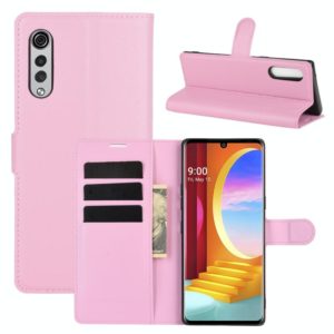 For LG Velvet Litchi Texture Horizontal Flip Protective Case with Holder & Card Slots & Wallet(Pink) (OEM)