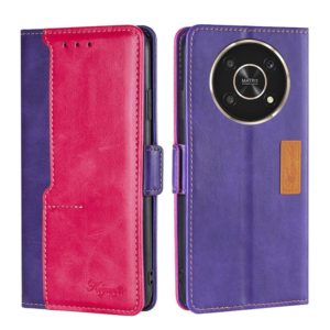 For Honor X30 Contrast Color Side Buckle Leather Phone Case(Purple + Rose Red) (OEM)