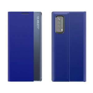 For Huawei P smart 2021 / Y7a Plain Texture Cloth Attraction Flip Holder Leather Phone Case(Blue) (OEM)