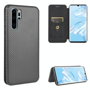 For Huawei P30 Pro Carbon Fiber Texture Horizontal Flip TPU + PC + PU Leather Case with Card Slot(Black) (OEM)