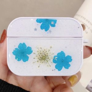 For AirPods Pro Beautiful Ladies Flowers Pattern Wireless Earphone Protective Case(Blue) (OEM)