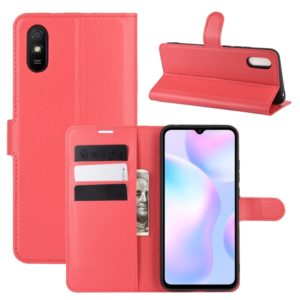 For Xiaomi Redmi 9A Litchi Texture Horizontal Flip Protective Case with Holder & Card Slots & Wallet(Red) (OEM)