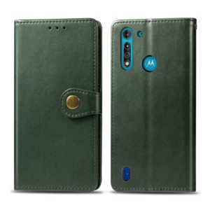 For Moto G8 Power Lite Retro Solid Color Leather Buckle Phone Case with Lanyard & Photo Frame & Card Slot & Wallet & Stand Function(Green) (OEM)