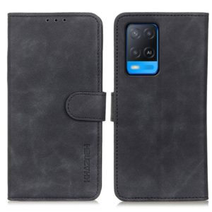 For OPPO A54 4G KHAZNEH Retro Texture PU + TPU Horizontal Flip Leather Case with Holder & Card Slots & Wallet(Black) (OEM)