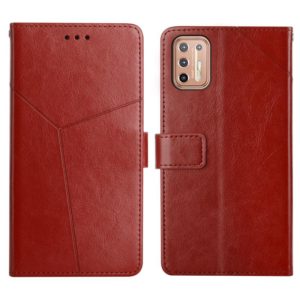 For Motorola Moto G9 Plus Y Stitching Horizontal Flip Leather Phone Case with Holder & Card Slots & Wallet & Photo Frame(Brown) (OEM)