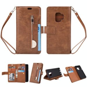 For Samsung Galaxy S9 Multifunctional Zipper Horizontal Flip Leather Case with Holder & Wallet & 9 Card Slots & Lanyard(Brown) (OEM)