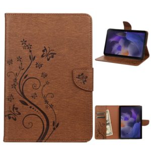 For Samsung Galaxy Tab A8 10.5 2021 X200 / X205 Butterfly Flower Embossing Pattern Leather Tablet Case(Brown) (OEM)