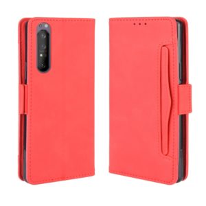 For Sony Xperia 1 II Wallet Style Skin Feel Calf Pattern Leather Case ，with Separate Card Slot(Red) (OEM)