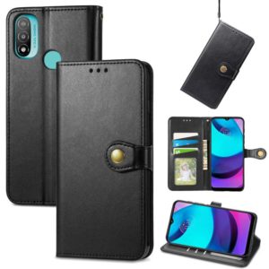 For Motorola Moto E20 Retro Solid Color Buckle Leather Phone Case(Black) (OEM)