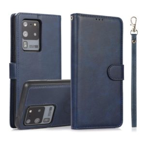 For Samsung Galaxy S20 Ultra Calf Texture 2 in 1 Detachable Magnetic Back Cover Horizontal Flip Leather Case with Holder & Card Slots & Wallet & Photo Frame(Blue) (OEM)