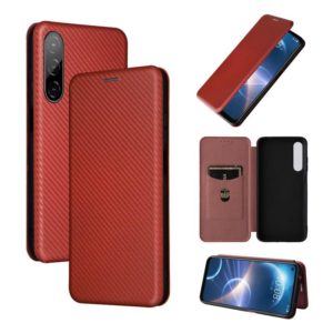 For HTC Desire 22 Pro Carbon Fiber Texture Flip Leather Phone Case(Brown) (OEM)