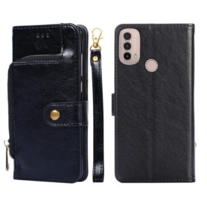 For Motorola Moto E40 Zipper Bag PU + TPU Horizontal Flip Leather Case(Black) (OEM)