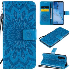 For OPPO Reno3 Pro / Find X2 Neo Sun Embossing Pattern Horizontal Flip Leather Case with Card Slot & Holder & Wallet & Lanyard(Blue) (OEM)