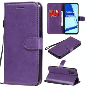 For Oppo A52 / A72 / A92 Solid Color Horizontal Flip Protective Leather Case with Holder & Card Slots & Wallet & Photo Frame & Lanyard(Purple) (OEM)