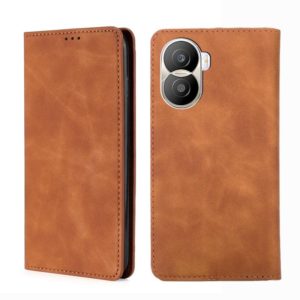 For Honor X40i Skin Feel Magnetic Horizontal Flip Leather Phone Case(Light Brown) (OEM)