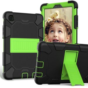 For Samsung Galaxy Tab A7 Lite T220 / T225 Two-Color Robot Shockproof Silicone + PC Protective Case with Holder(Black+Green) (OEM)