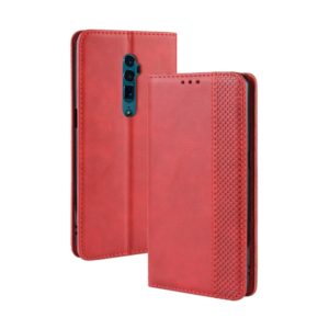 Magnetic Buckle Retro Crazy Horse Texture Horizontal Flip Leather Case for OPPO Reno 10x Zoom / Reno 5G , with Holder & Card Slots & Photo Frame(Red) (OEM)