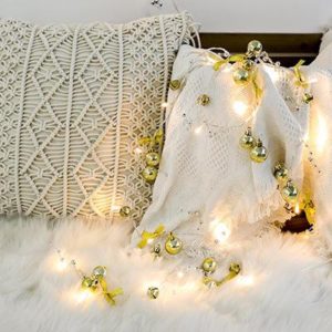 2m 20LEDs Christmas String Lights Christmas Bells Ball Decoration Lamp, Style: Gold Bowknot Bell (OEM)