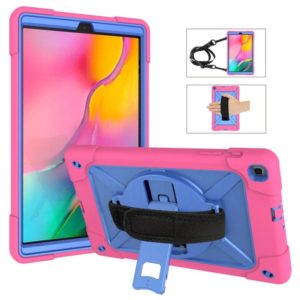 For Galaxy Tab A 10.1 (2019) T510 Contrast Color Silicone + PC Combination Case with Holder(Rose Red + Blue) (OEM)