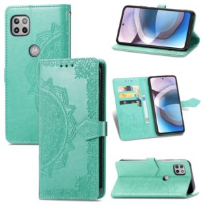 For Motorola Moto One 5G Ace Mandala Flower Embossed Horizontal Flip Leather Case with Holder & Three Card Slots & Wallet & Lanyard(Green) (OEM)