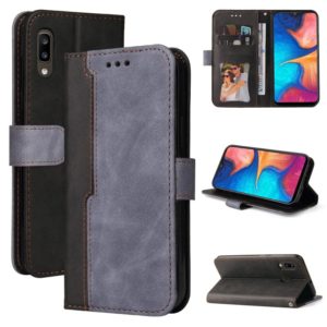 For Samsung Galaxy A20 / A30 Business Stitching-Color Horizontal Flip PU Leather Case with Holder & Card Slots & Photo Frame(Grey) (OEM)