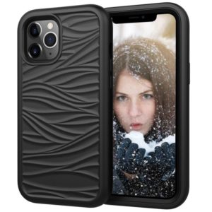 For iPhone 12 Pro Max Wave Pattern 3 in 1 Silicone+PC Shockproof Protective Case(Black) (OEM)
