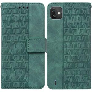 For Wiko Y82 Geometric Embossed Leather Phone Case(Green) (OEM)