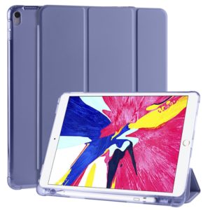 For iPad Pro 10.5 inch / Air 3 10.5 inch 3-folding Horizontal Flip PU Leather + Shockproof TPU Case with Holder & Pen Slot(Lavender Purple) (OEM)